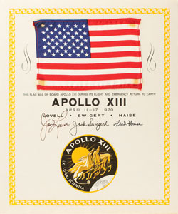 Lot #4239  Apollo 13 Flown Flag - Image 1