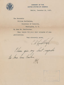 Lot #4558 Charles Lindbergh Typed Letter Signed