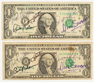 Lot #4408  STS-41-C Signed Dollar Bills - Image 1