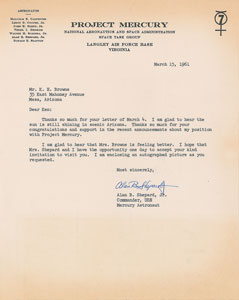 Lot #4039 Alan Shepard Typed Letter Signed