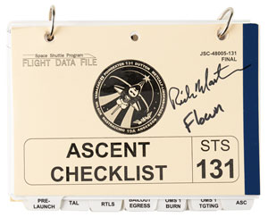 Lot #4389  STS-131 Flown Ascent Checklist - Image 1
