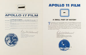 Lot #4161  Apollo 11 and 17 Flown Film Fragments