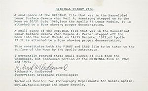 Lot #4161  Apollo 11 and 17 Flown Film Fragments - Image 2