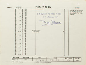 Lot #4159 Buzz Aldrin's Apollo 11 Flown Flight Plan Page