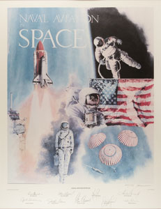Lot #4354  Naval Aviation in Space Signed Print - Image 1