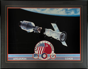 Lot #4382  Apollo-Soyuz Signed Print - Image 1