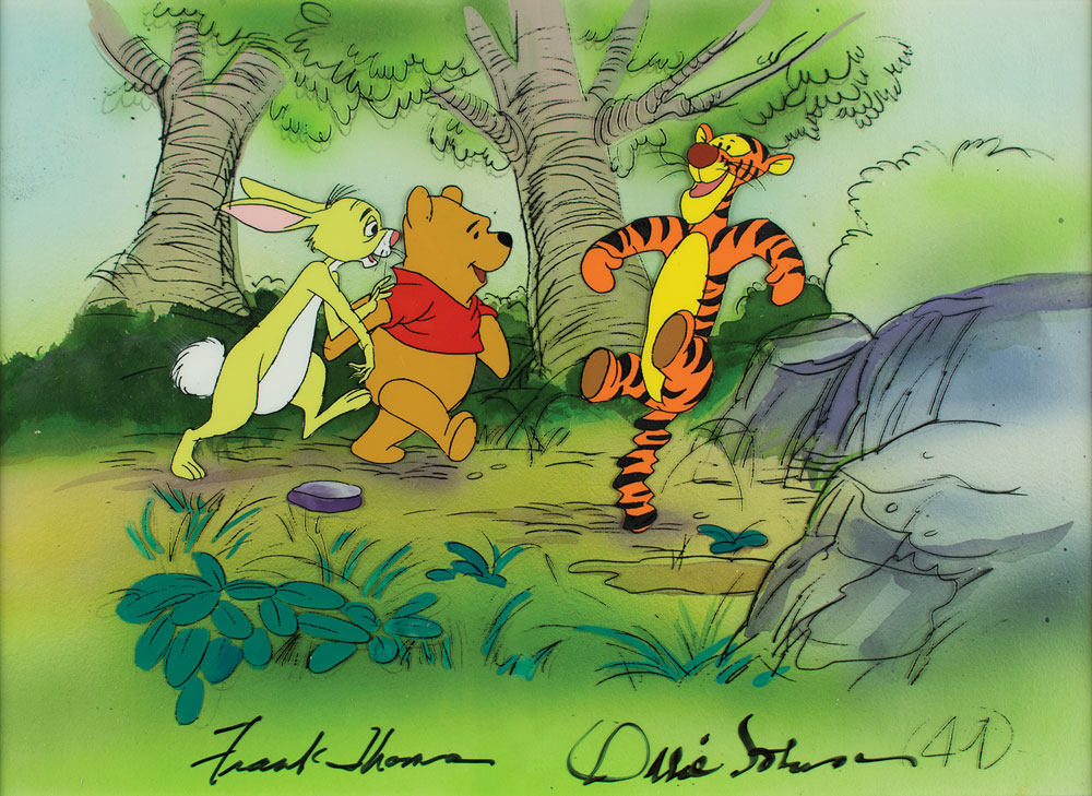 Winnie the Pooh, Tigger, and Rabbit production cel and production