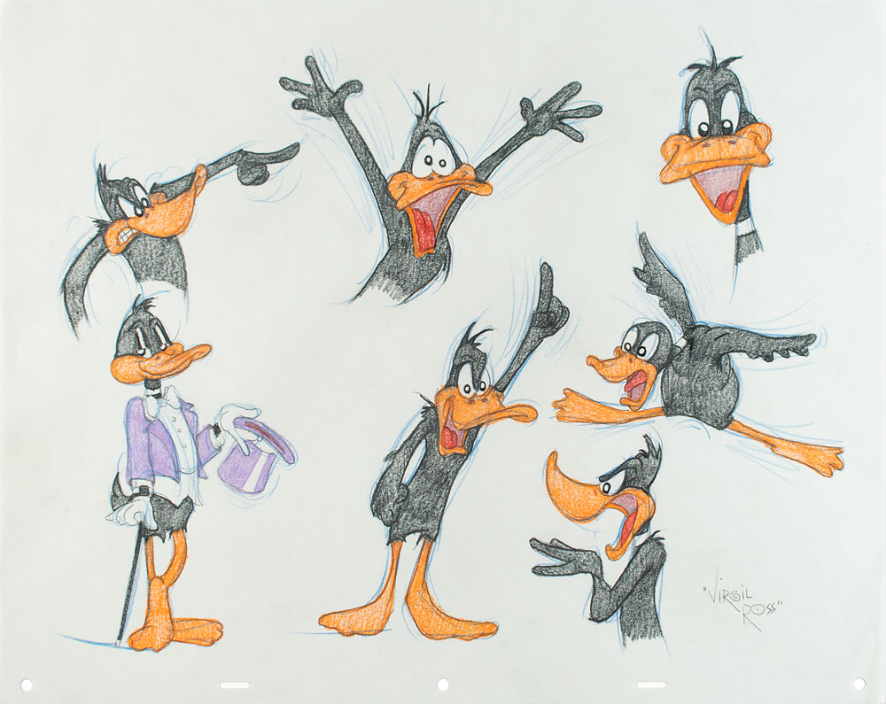 Original Warner Brothers Virgil Ross Model Sheet Animation Drawing fea –