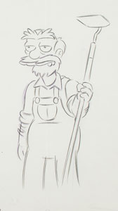 Lot #820 Groundskeeper Willie production drawing from The Simpsons - Image 1