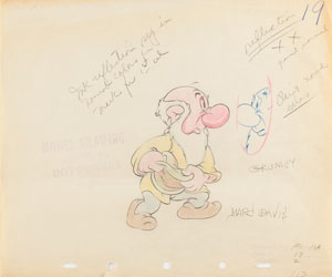 Lot #492 Grumpy model drawing from Snow White and the Seven Dwarfs signed by Marc Davis - Image 1