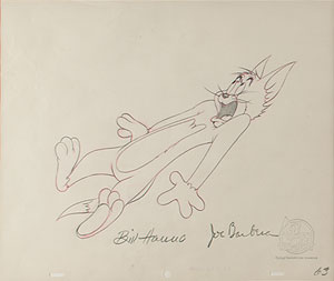 Lot #809 Tom and Jerry production drawings from Mouse Cleaning signed by Bill Hanna and Joe Barbera - Image 1