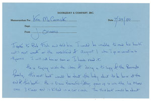 Lot #95 Jacqueline Kennedy Autograph Memo Signed