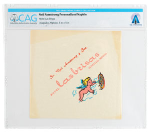 Lot #390 Neil Armstrong's Personalized Napkin - Image 1