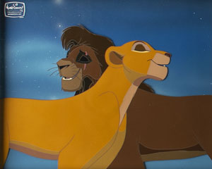 Lot #725 Kiara and Kovu hand-painted presentation cels and matching drawings from The Lion King II: Simba's Pride - Image 3