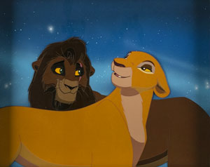 Lot #725 Kiara and Kovu hand-painted presentation cels and matching drawings from The Lion King II: Simba's Pride - Image 4