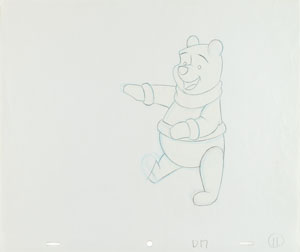 Lot #684  Winnie the Pooh production cel and matching drawing signed by Frank Thomas and Ollie Johnston - Image 3