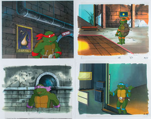 Lot #595 Group of (4) production cels from Teenage Mutant Ninja Turtles - Image 1