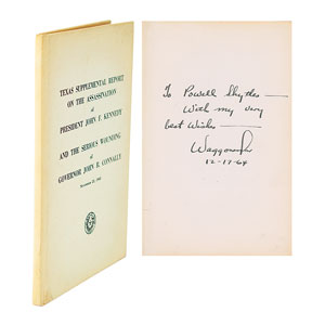 Lot #120 Texas Supplemental Report on the Assassination of John F. Kennedy Signed by Waggoner Carr - Image 1