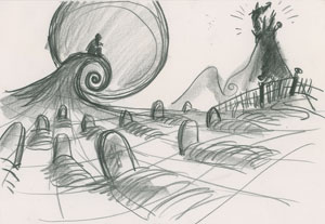 Lot #697 Henry Selick storyboard drawing from The