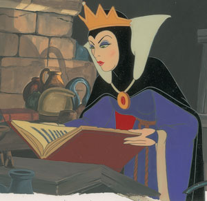 Lot #475 The Evil Queen production cel and custom background from Snow White and the Seven Dwarfs - Image 2