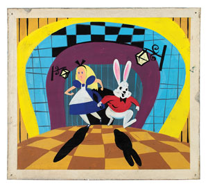 Lot #537 Mary Blair concept painting of Alice and the White Rabbit from Alice in Wonderland - Image 1