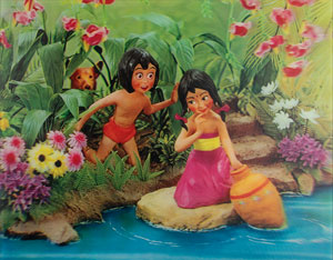 Lot #668 Mowgli and girl 3-D lenticular artwork from The Jungle Book - Image 1