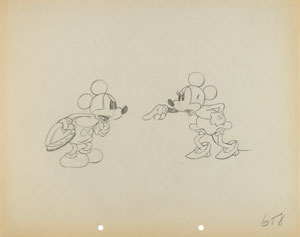 Lot #613 Mickey and Minnie Mouse production drawing from Puppy Love - Image 1