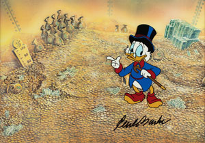 Lot #686 Uncle Scrooge production cel from DuckTales signed by Carl Barks - Image 1