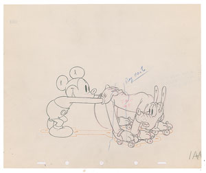 Lot #641 Mickey Mouse and Pluto production drawing from Society Dog Show - Image 1