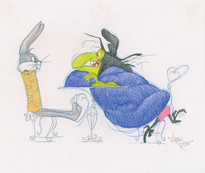 Lot #793 Bugs Bunny and Witch Hazel original drawing by Virgil Ross - Image 1