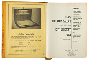 Lot #264  Kennedy Assassination: 1963 Dallas City Directory - Image 2