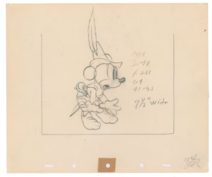 Lot #636 Mickey Mouse production drawing from Brave Little Tailor - Image 1