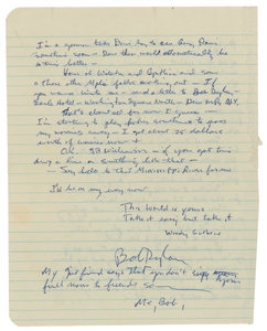 Lot #5001 Bob Dylan January 1962 Autograph Letter Signed