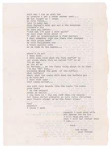 Lot #5004 Bob Dylan 1963 Typed Letter