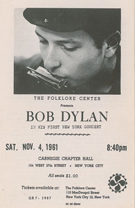 Lot #5007 Bob Dylan 1961 Carnegie Chapter Hall Program