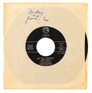 Lot #5130 Patti Smith Signed 'Hey Joe / Piss Factory' 45 RPM Record - Image 1