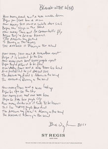 Lot #5271 Bob Dylan Handwritten Lyrics for 'Blowin' in the Wind' - Image 1