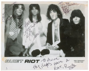 Lot #5470  Quiet Riot Signed Photograph