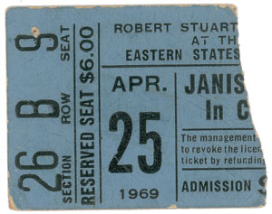 Lot #5411 Janis Joplin Signed Ticket Stub - Image 2