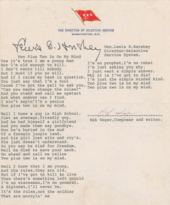 Lot #5475 Bob Seger Signed Typed Lyrics - Image 1