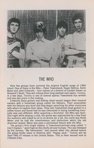 Lot #5326 The Who 1969 Fillmore East Program - Image 2