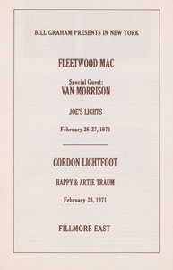 Lot #5446  Fleetwood Mac (Peter Green) and Van Morrison Fillmore East Program - Image 1