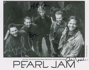 Lot #5526  Pearl Jam Signed Photograph