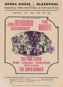 Lot #5303 Jimi Hendrix Experience and Pink Floyd 1967 Blackpool Handbill - Image 1