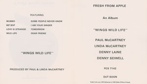 Lot #5261 Paul McCartney and Wings 1971 Apple Promo Leaflet - Image 2