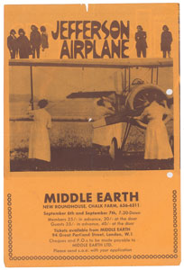 Lot #5284 The Doors and Jefferson Airplane 1968 Middle Earth Handbill - Image 2