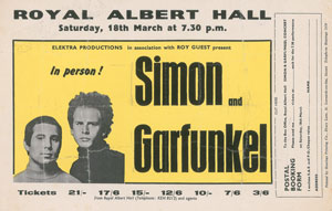 Lot #5424  Simon and Garfunkel 1967 Royal Albert Hall Handbill - Image 1