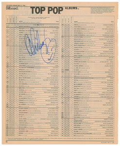 Lot #5524 Whitney Houston Signed Billboard Chart