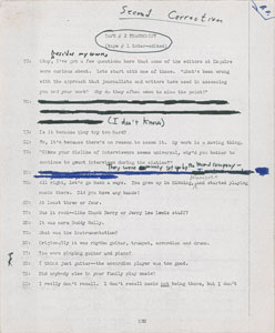 Lot #5033 Bob Dylan Hand-Annotated 1971 Interview Transcript (Tape #2, Second Correction) - Image 2