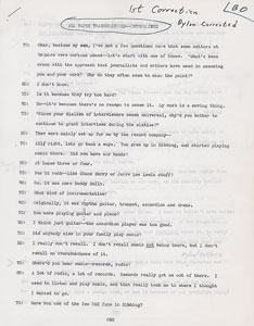 Lot #5035 Bob Dylan Hand-Annotated 1971 Interview Transcript (All Tapes, First Correction) - Image 2